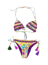 Bikini Triangolo Floreale Effetto Uncinetto