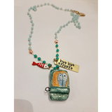 Collana rosario Scatola di sardine "Bye bye sfigate"