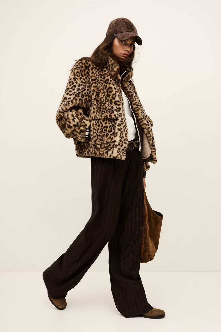 Bomber in eco fur animalier
