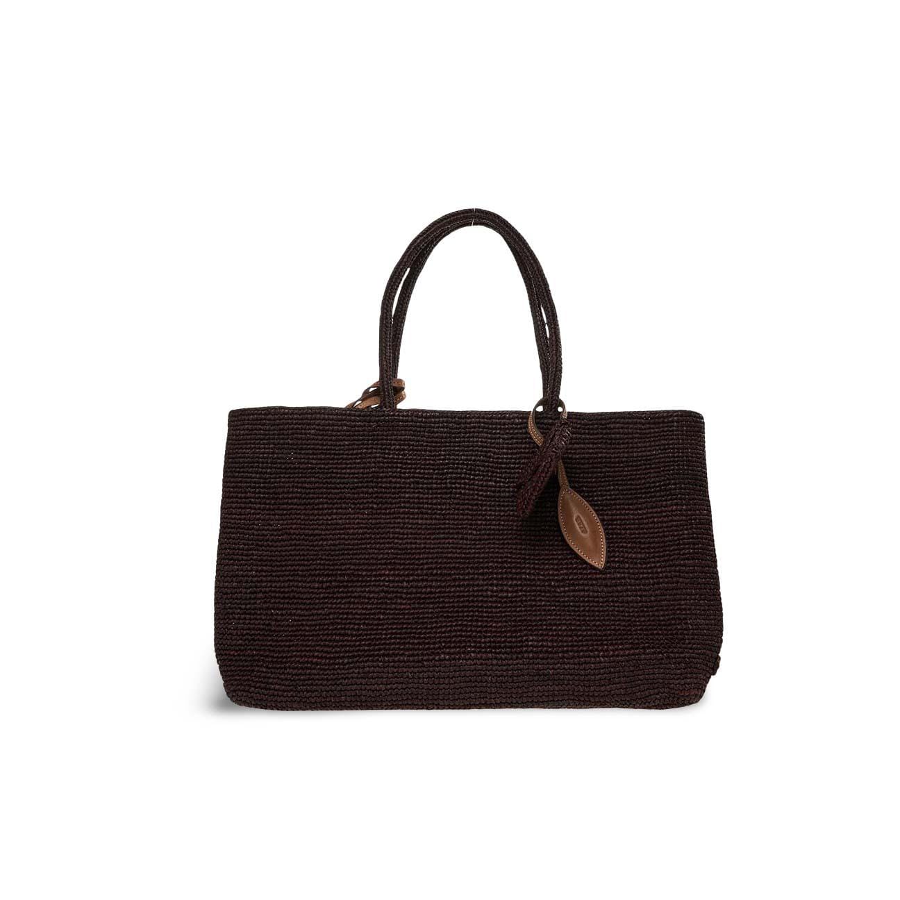 Tote bag in rafia cioccolato