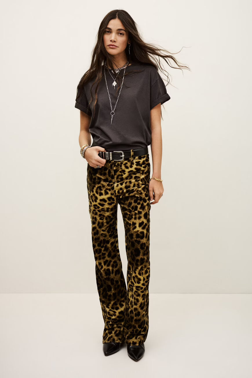 Pantalone in velluto animalier