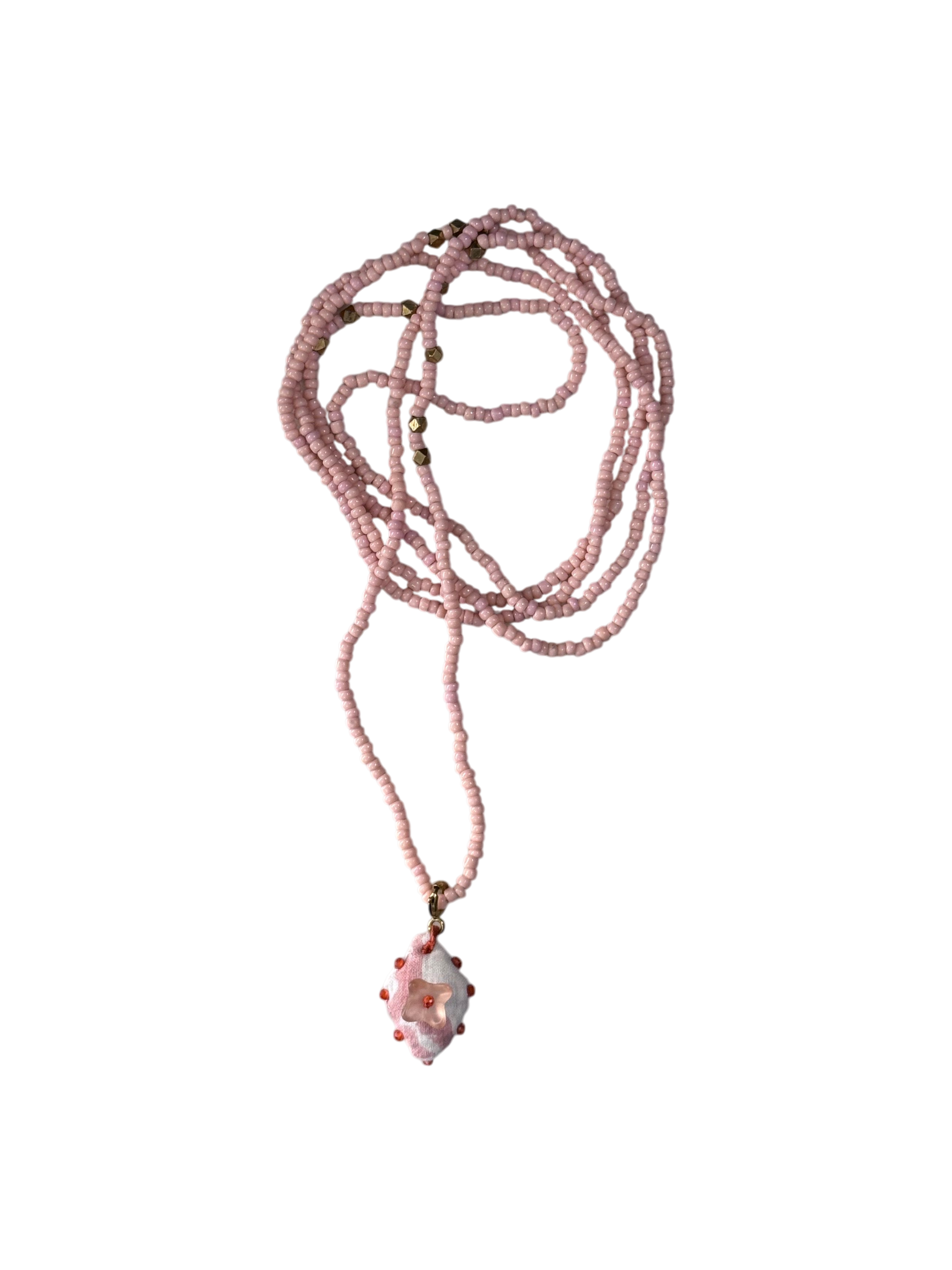 Collana lunga perline di conteria rosa Cristina Lanza