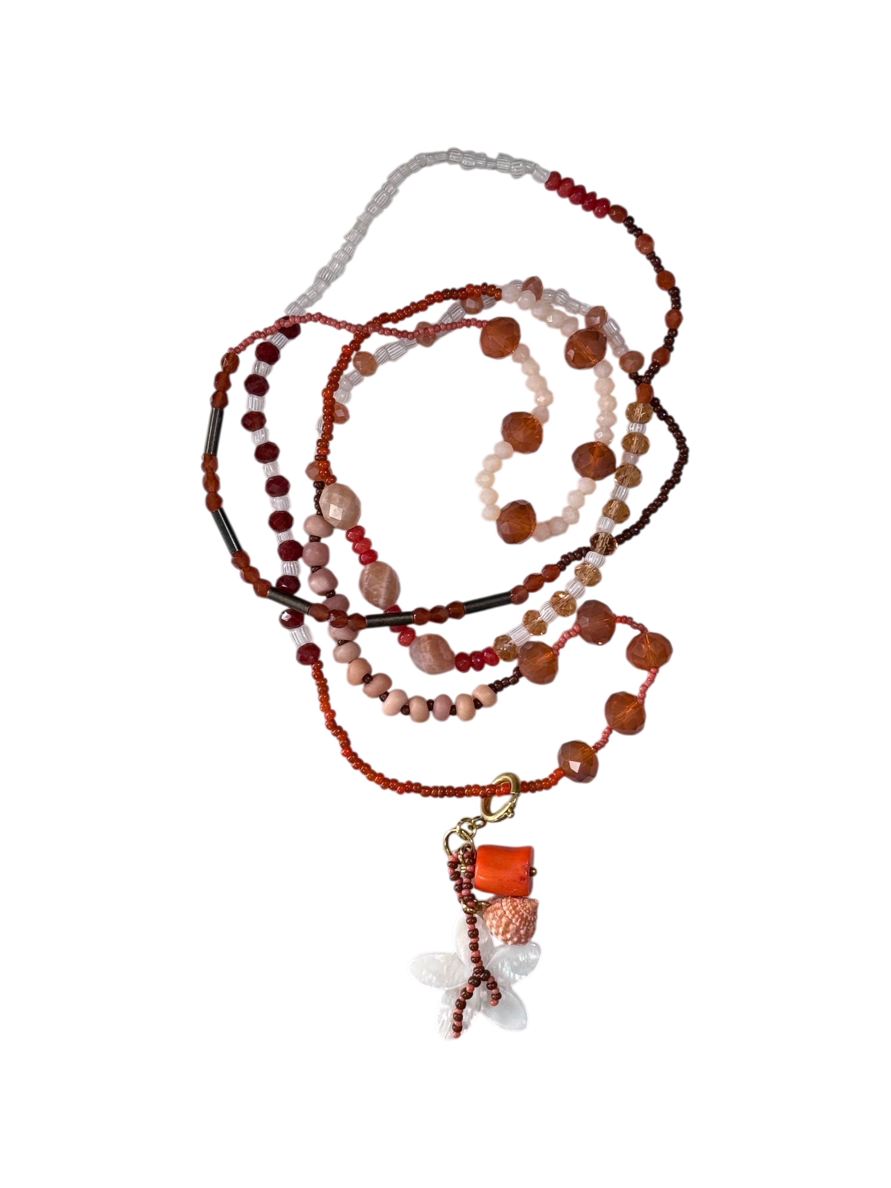 Collana lunga Cristina Lanza con pietre dure, perline di conteria e ciondoli