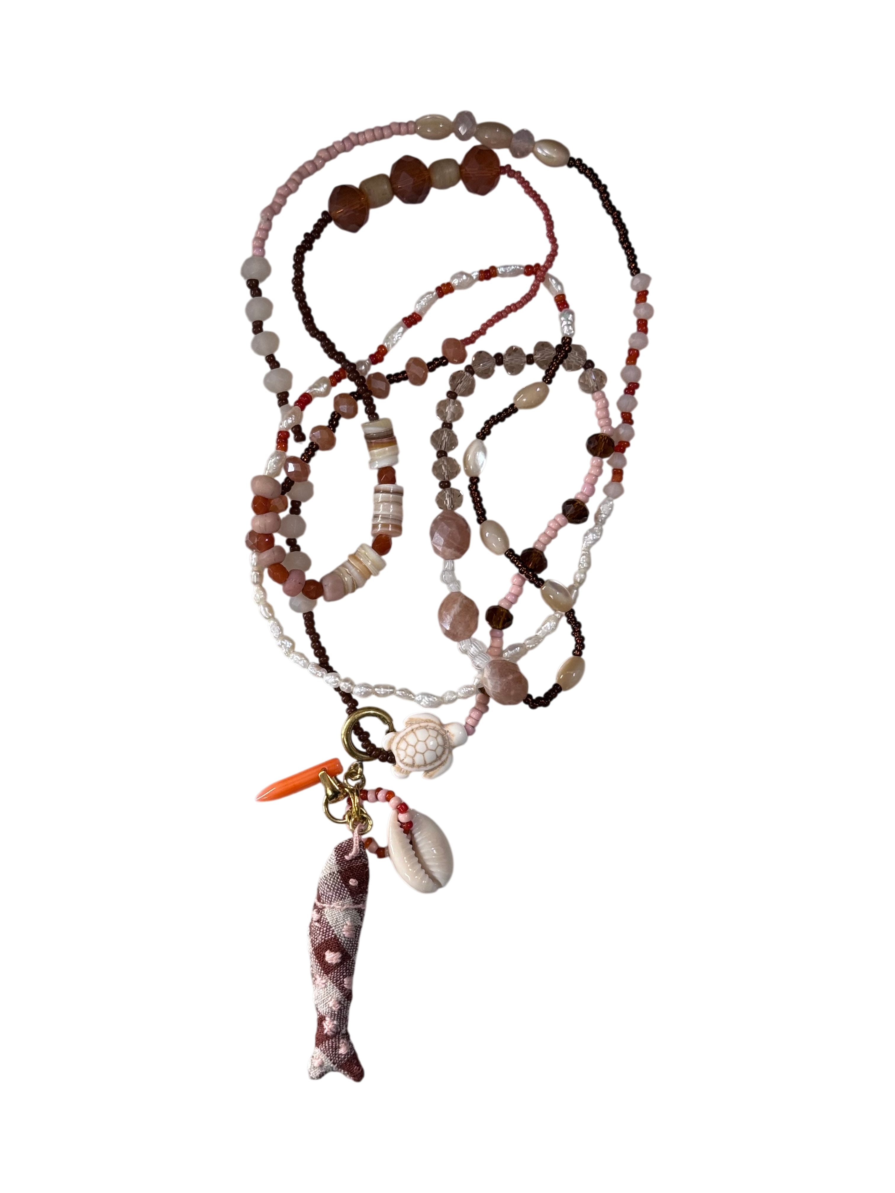 Collana lunga Cristina Lanza con pietre dure, perline di conteria e ciondoli