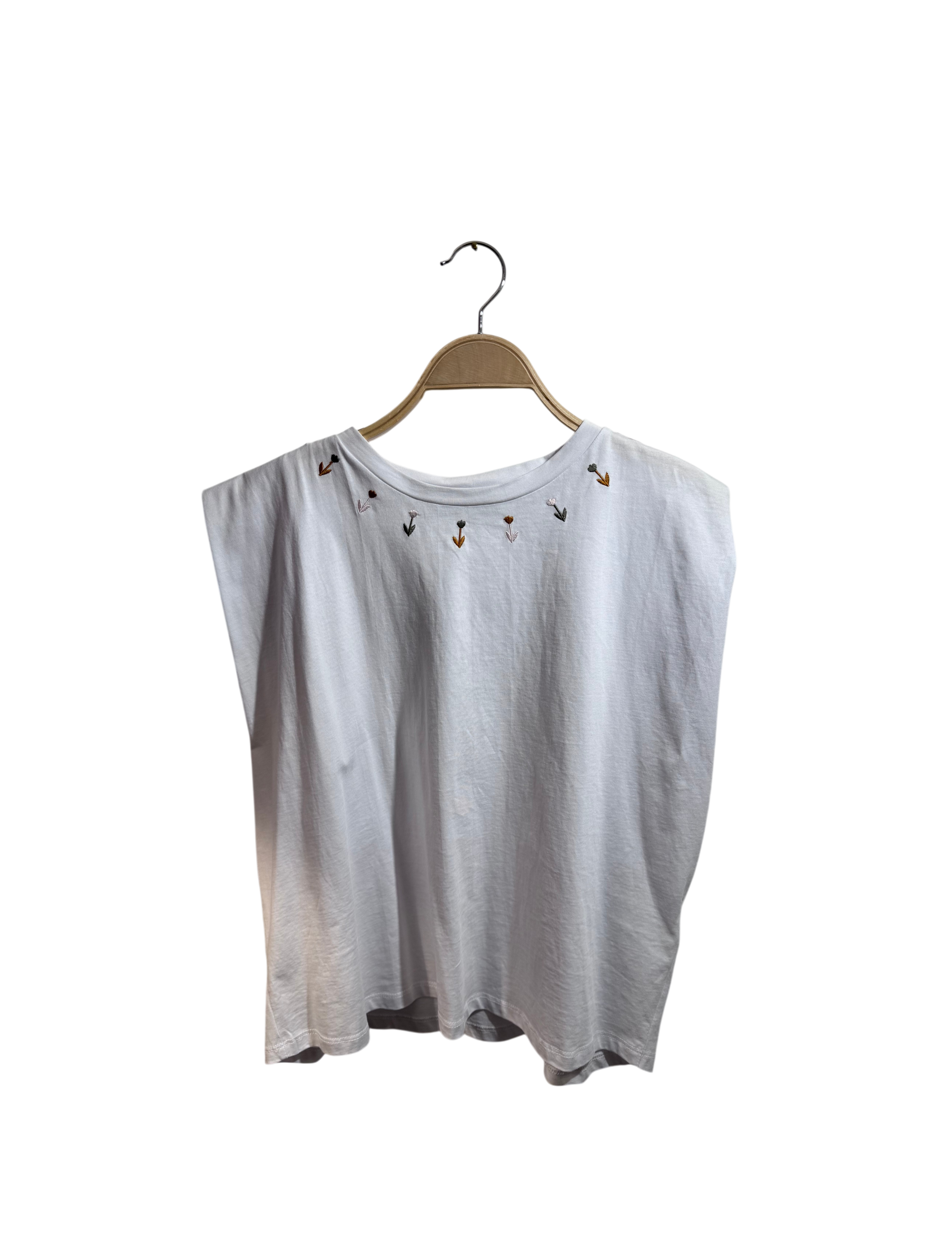 T-shirt smanicata con dettaglio ricamo