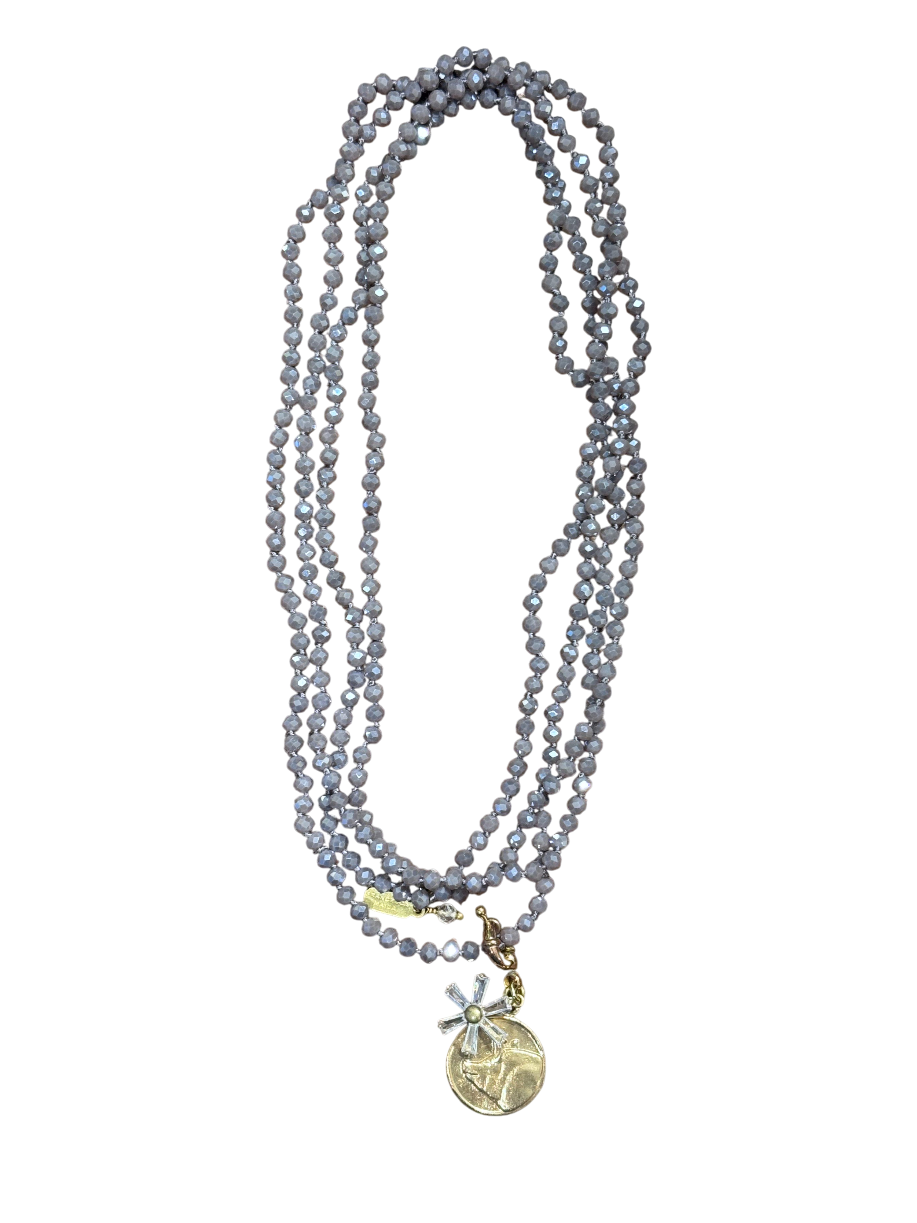 Collana lunga rosario grigia Francesca Maida