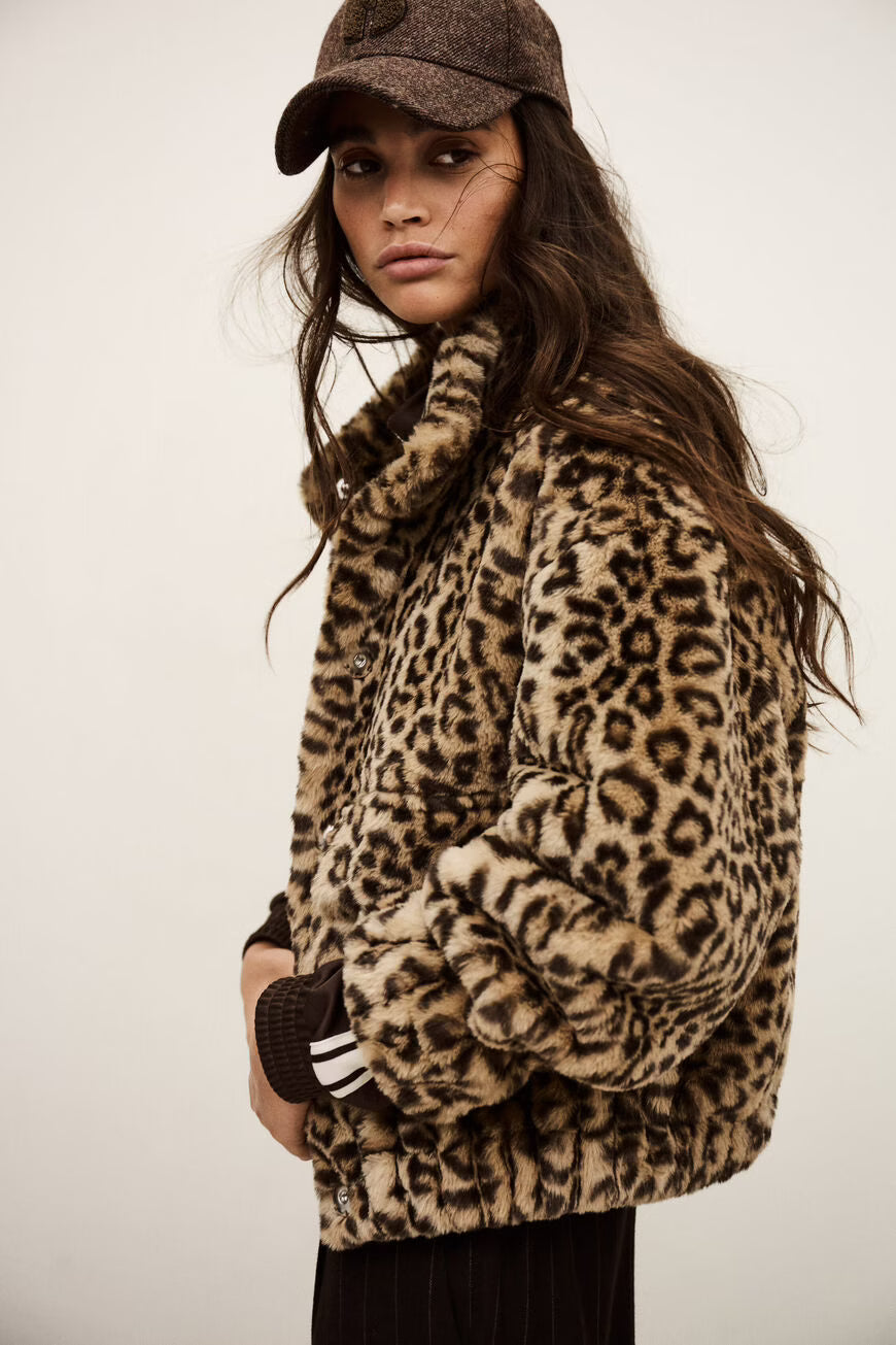 Bomber in eco fur animalier
