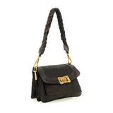 Borsa a tracolla "AGNESE" in pelle di vacchetta intrecciata tinta in capo