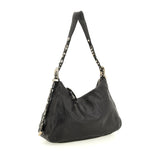 Monospalla "Giuliana" in pelle di vacchetta tinta in capo con borchie e strass