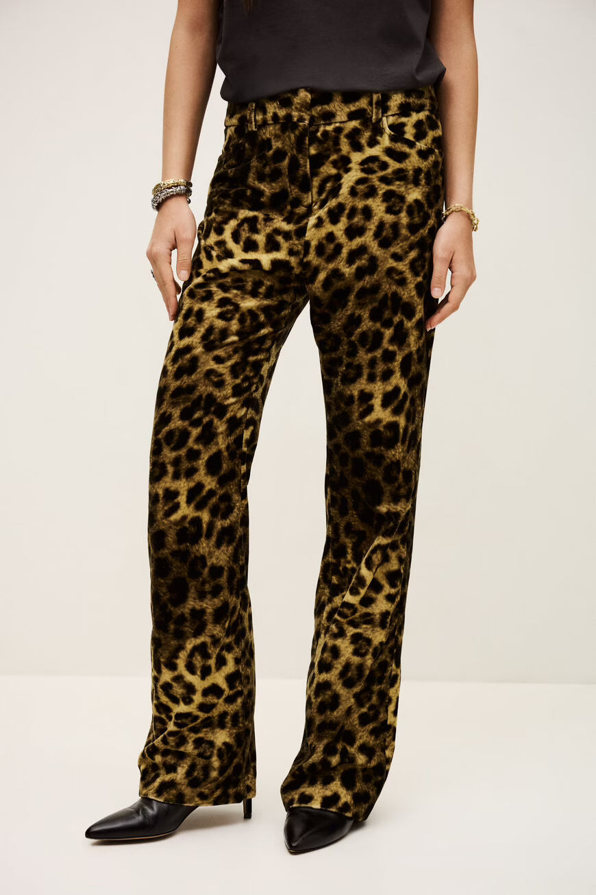 Pantalone in velluto animalier