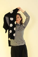 Dolcevita rigato in jersey elasticizzato