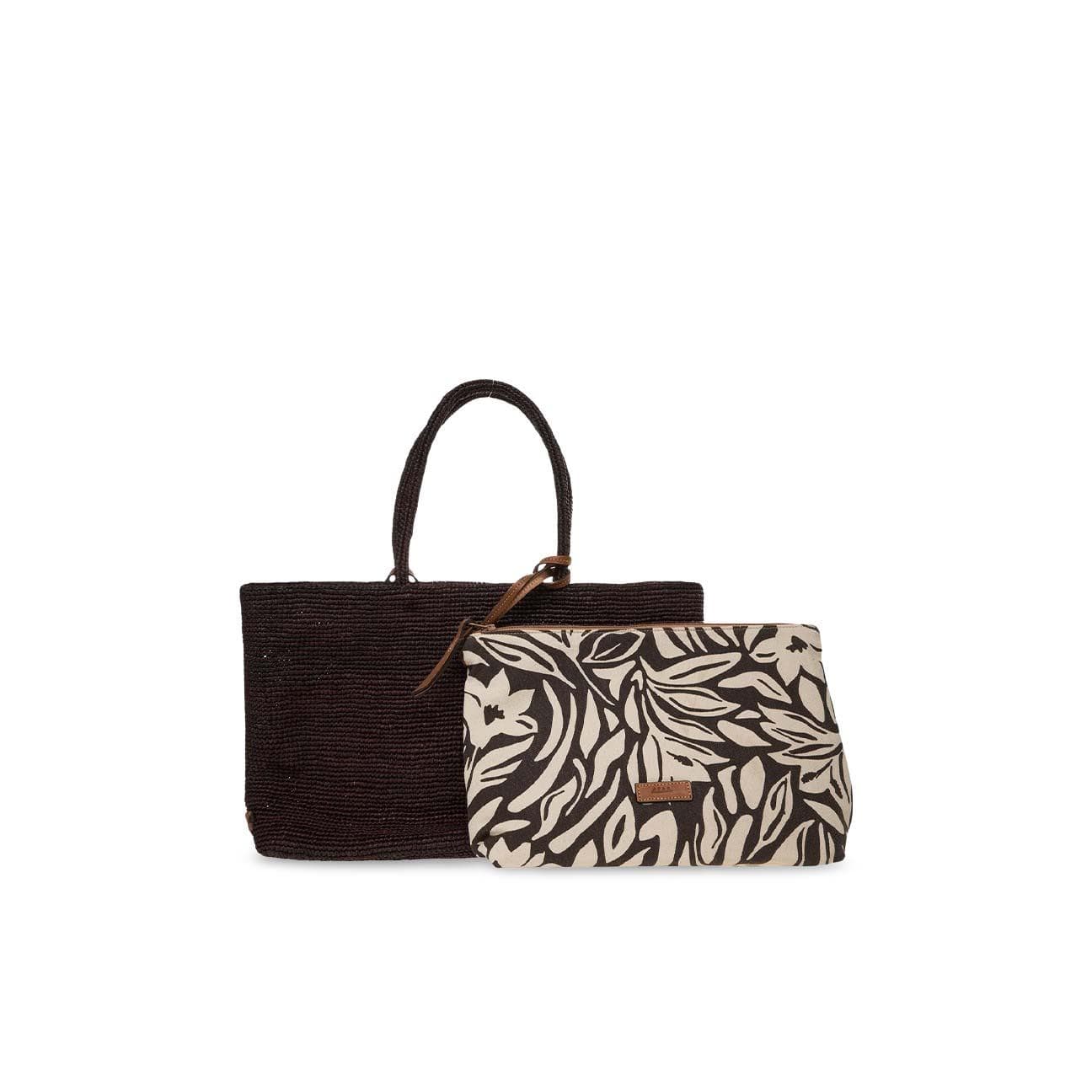 Tote bag in rafia cioccolato