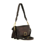 Borsa a tracolla "AGNESE" in pelle di vacchetta intrecciata tinta in capo