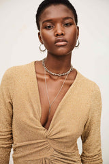 Abito lungo oro laminato