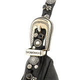 Monospalla "Giuliana" in pelle di vacchetta tinta in capo con borchie e strass