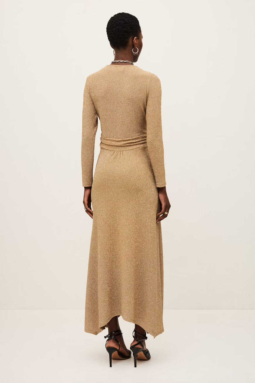 Abito lungo oro laminato