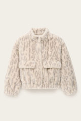 Bomber corto in eco fur stampato
