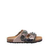 Sabot a due fasce con fibbie pietre turchesi