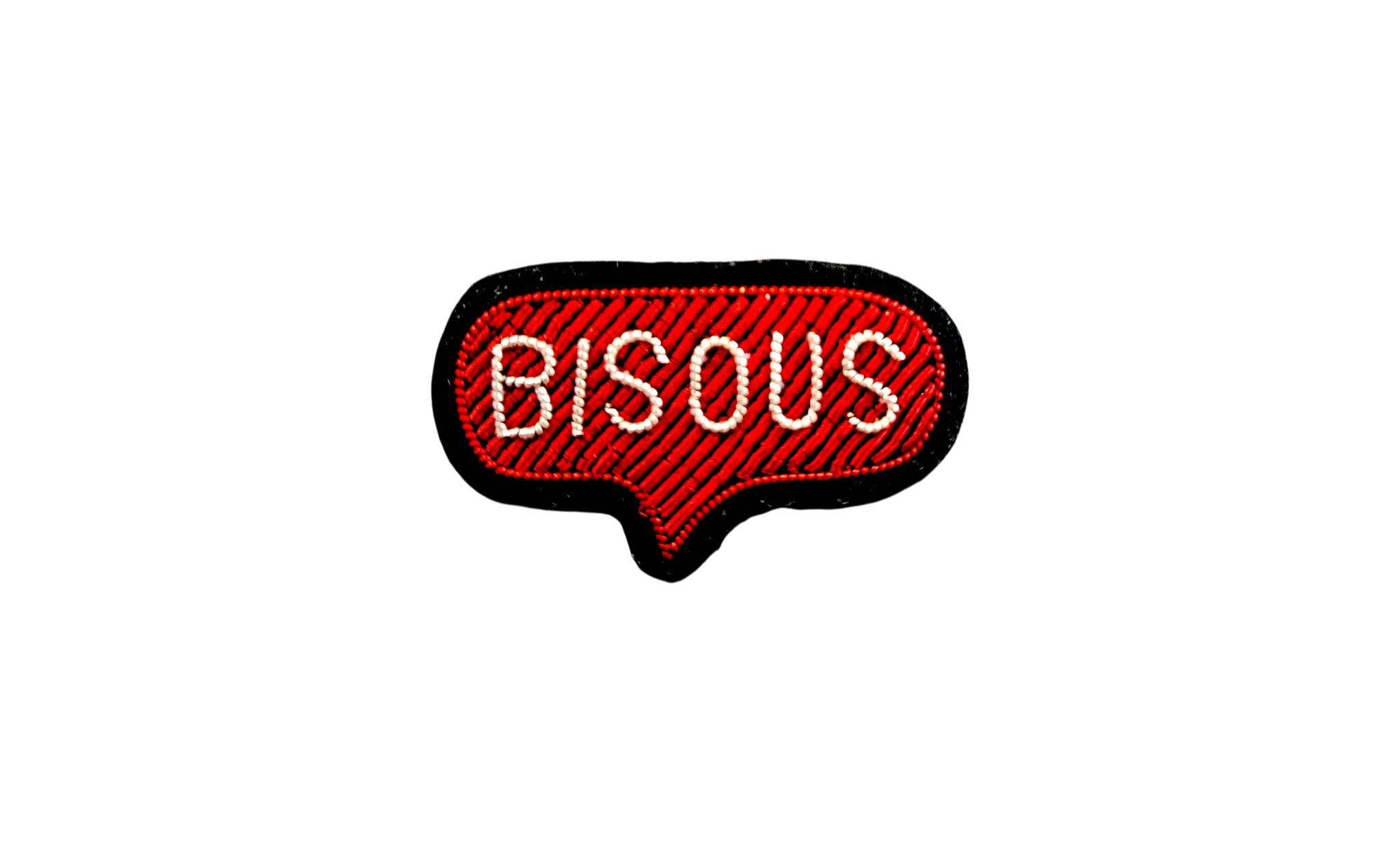 Spilla ricamata a mano "Bisous"