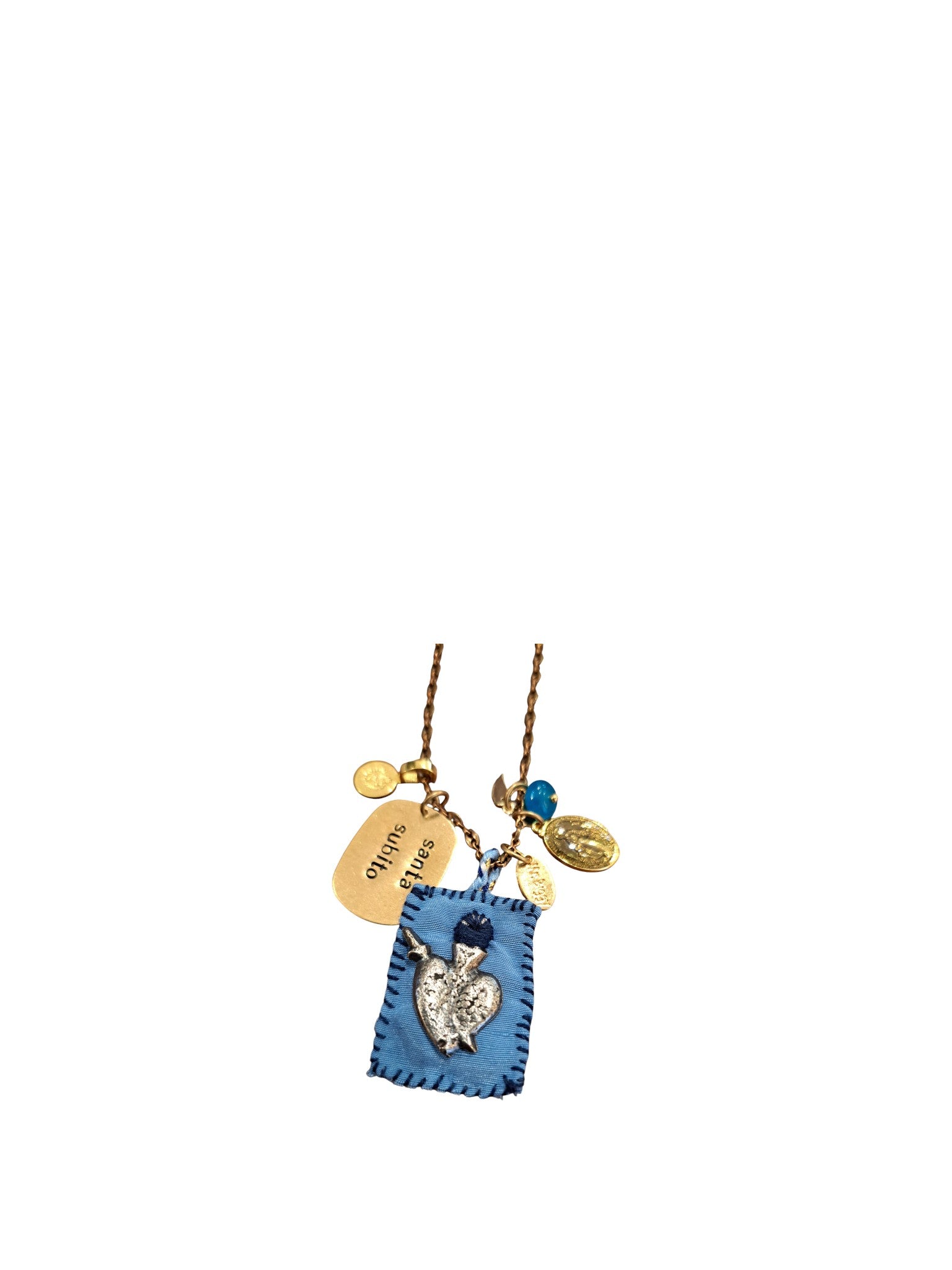 Collana milagritos "Santa subito" azzurro