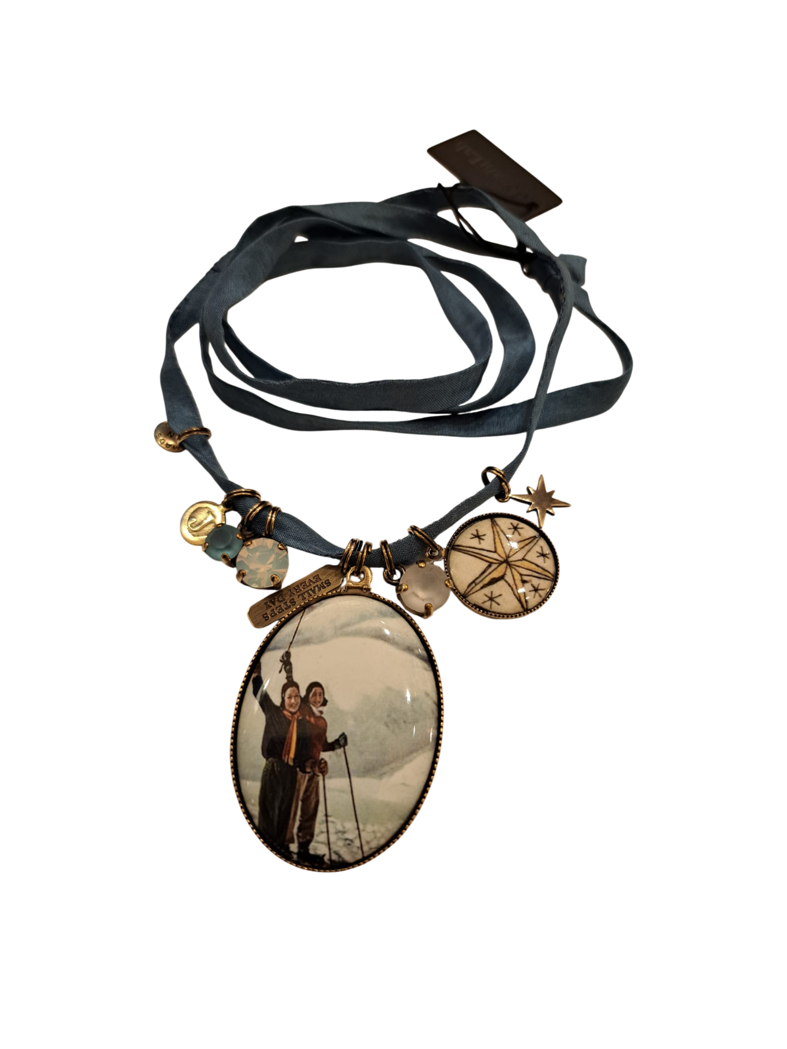 Collana chocker nastro di seta "Small steps every day" - Jocabilab