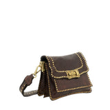 Borsa a tracolla Agnese in pelle di vacchetta tinta in capo con borchie