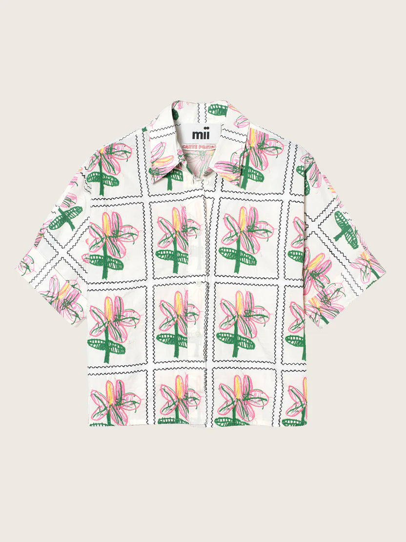 Camicia boxy in cotone con ricami
