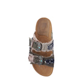 Sabot a due fasce con fibbie pietre turchesi