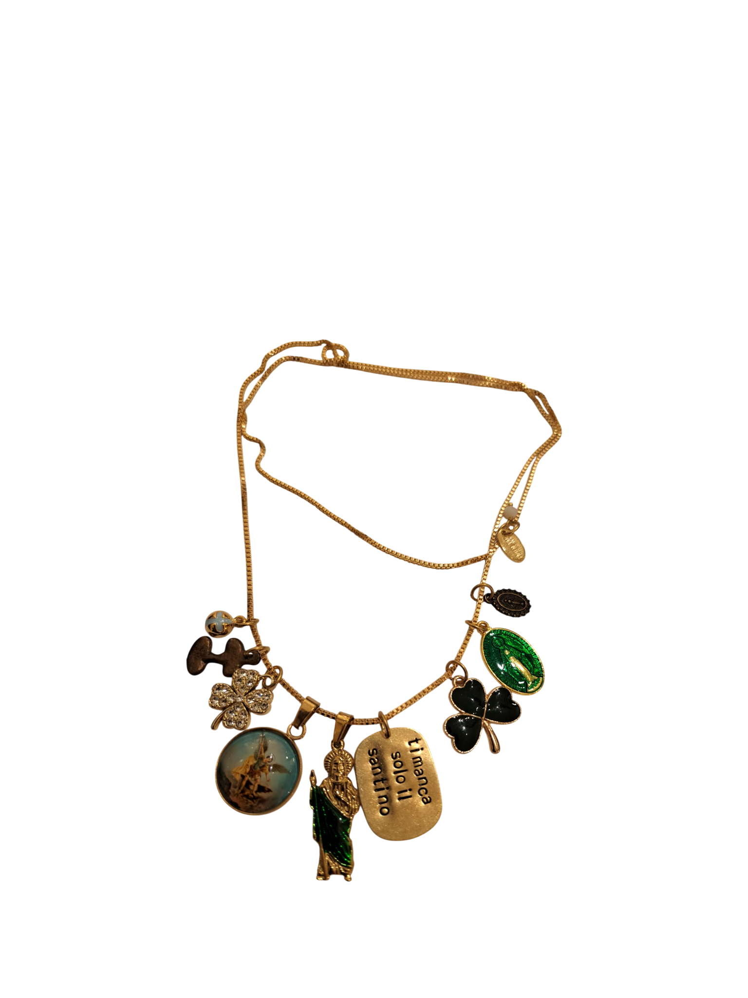 Collana amuleti "Ti manca solo il santino"