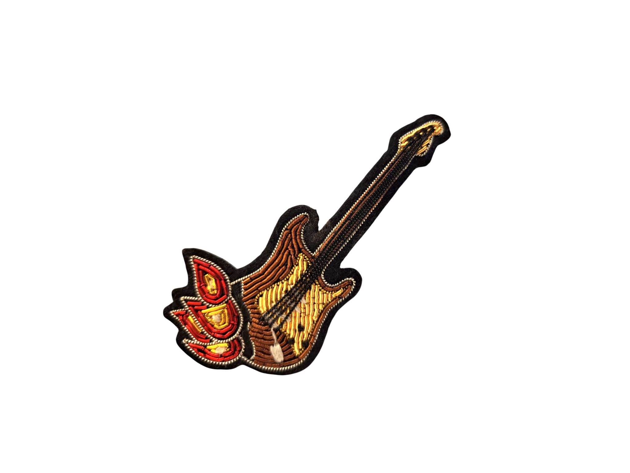 Spilla ricamata a mano "Burning guitar" - M&L