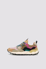 Sneakers in suede e tessuto tecnico - Tortora-Militare-Rosa