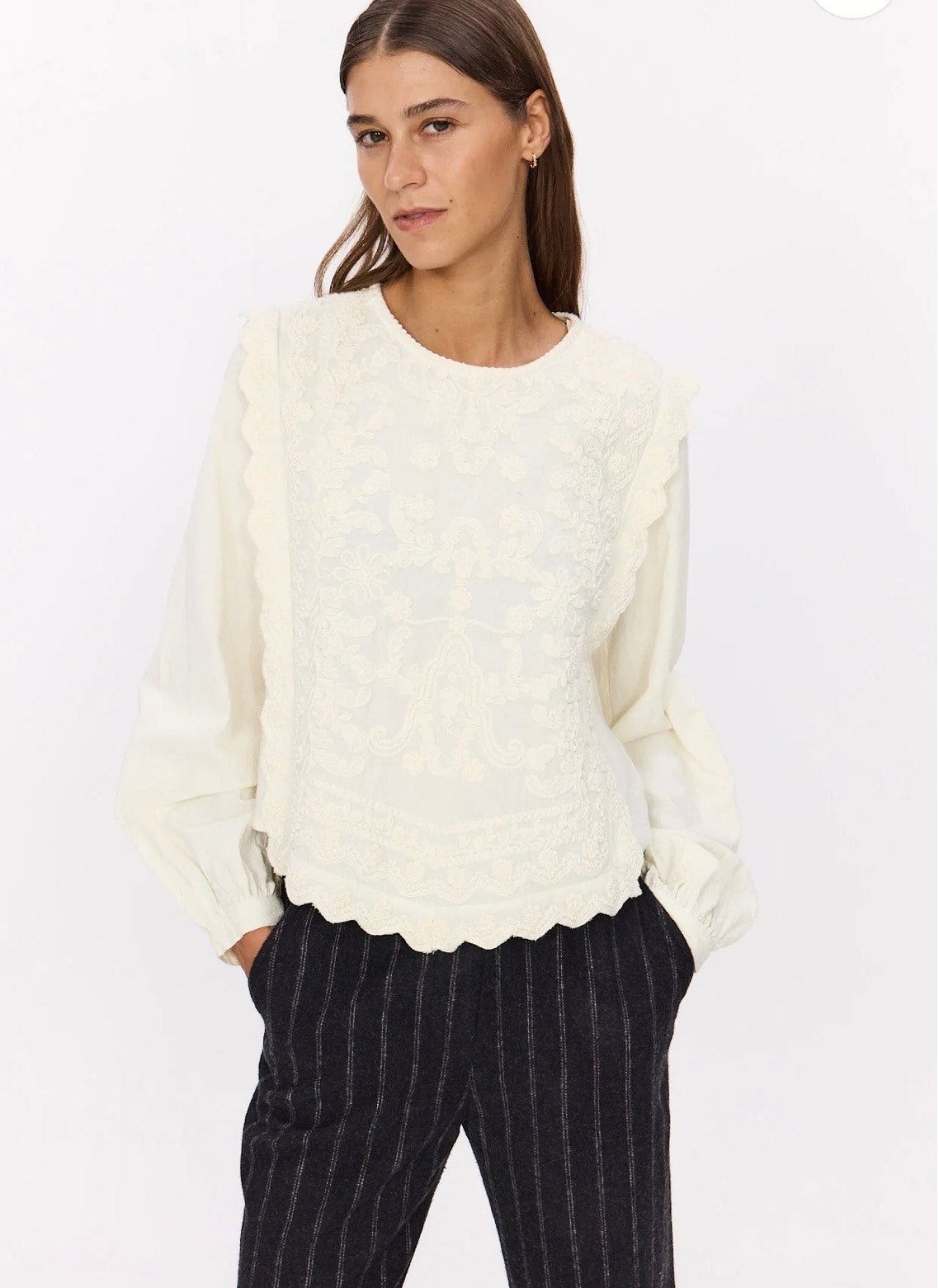 Blusa in cotone ricamata