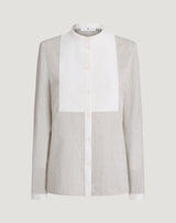 Camicia a righe in popeline di cotone e seta