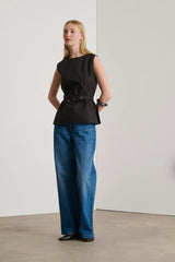 Top in cotone con cinta