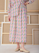 Gonna midi in cotone realizzata con lavorazione jacquard