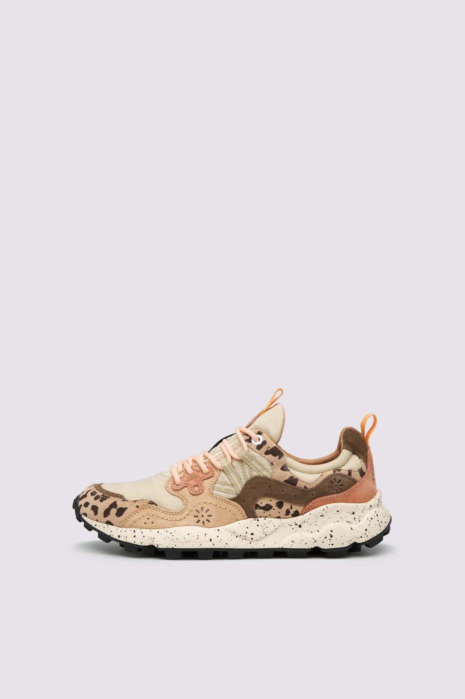 Sneakers in suede e tessuto tecnico - Beige-Marrone