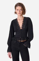 Camicia con dettagli in pizzo sangallo traforato