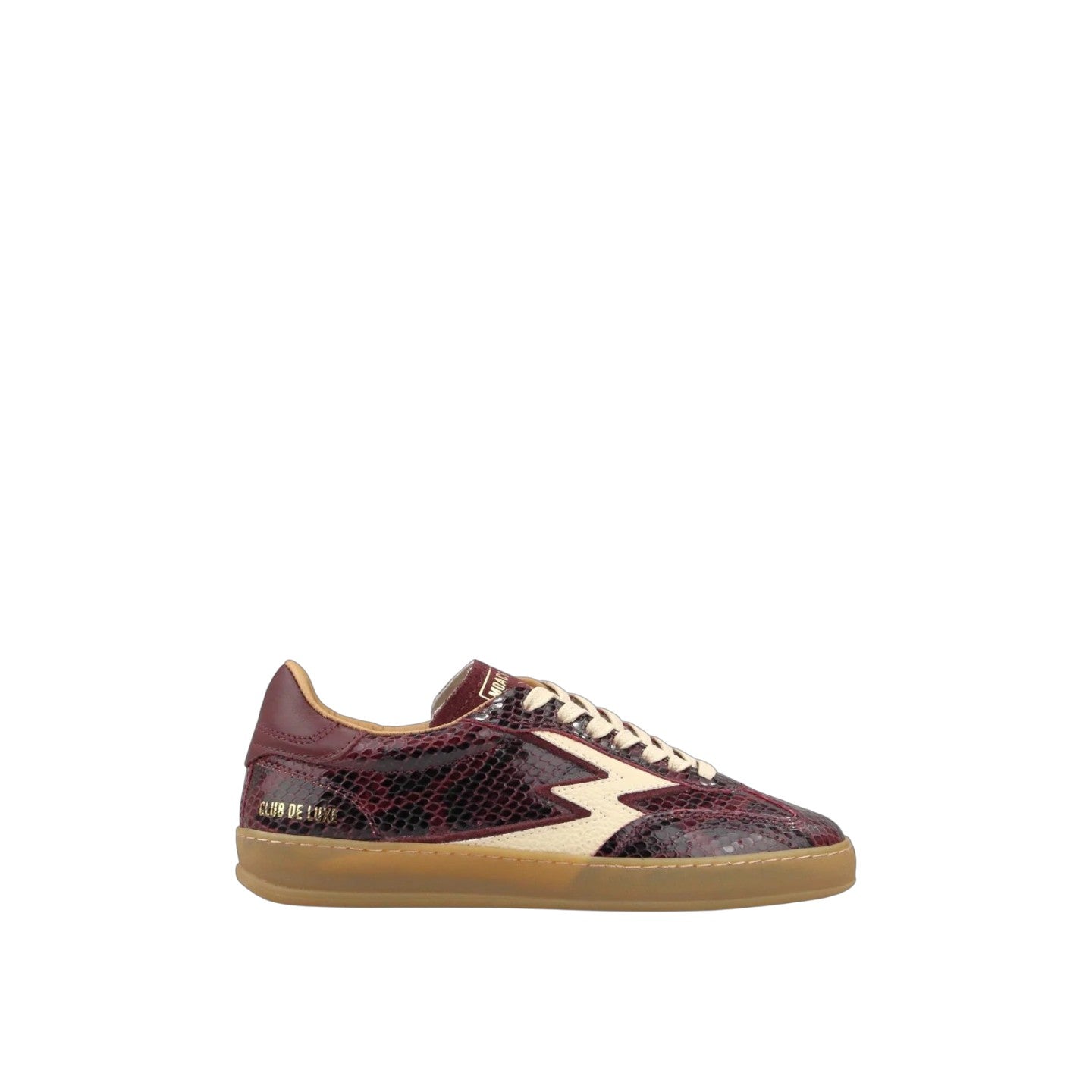 SNEAKER CLUB IN PELLE STAMPA RETTILE MELANZANA CON DETTAGLIO BURRO