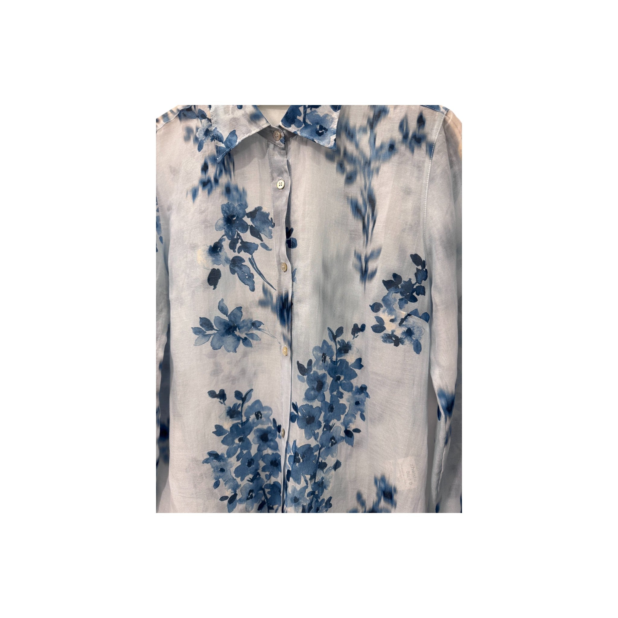 Camicia in cotone e seta con stampa floreale