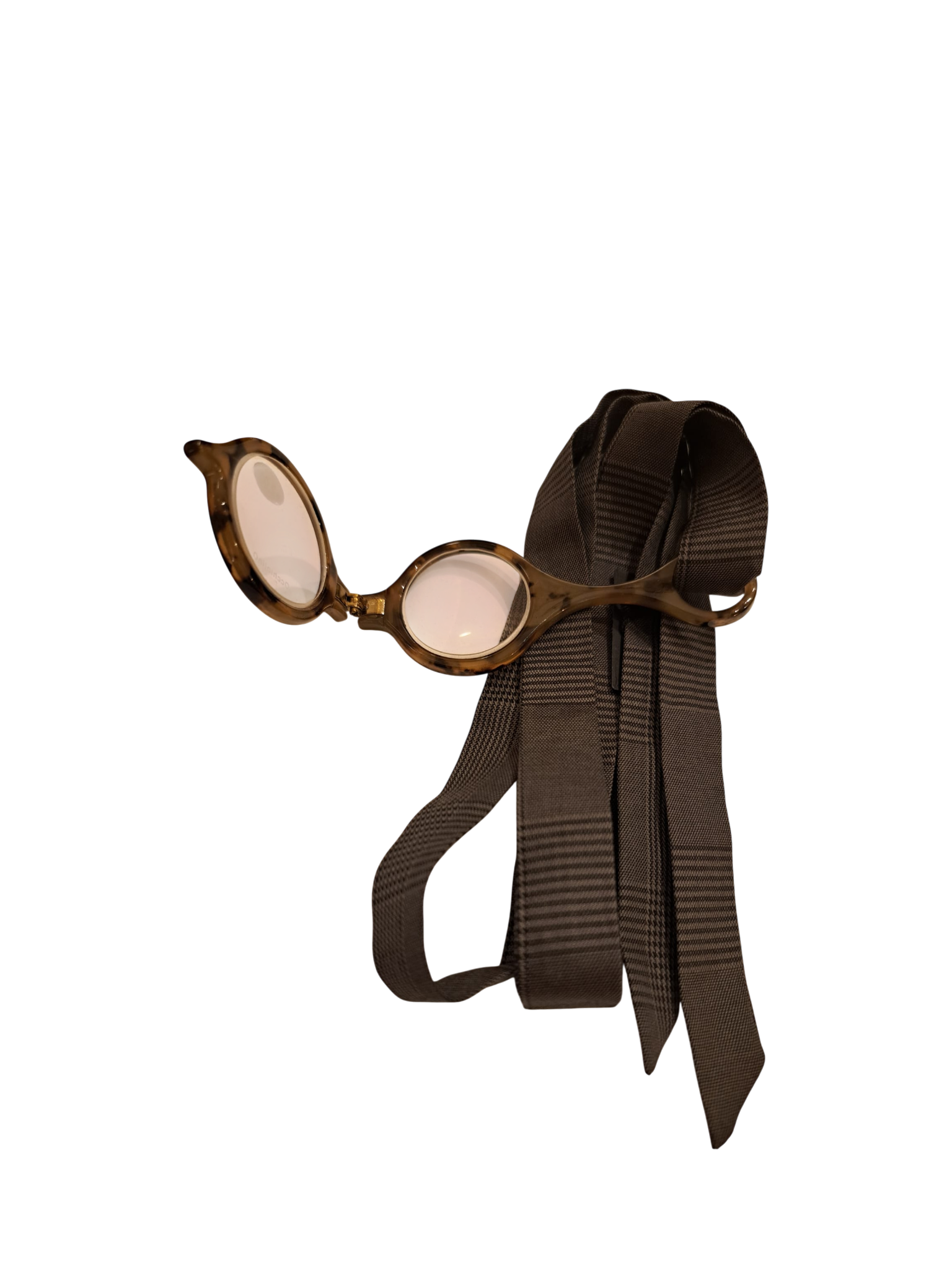 Collana nastro di seta con piccolo occhiale tartaruga