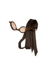 Collana nastro di seta con piccolo occhiale tartaruga