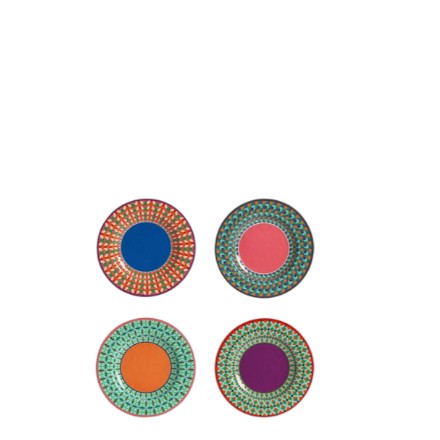 Set 4 piatti dessert pop stripes melamina colori assortiti