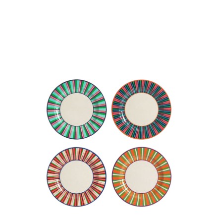 Set 4 piatti piani pop stripes melamina colori assortiti