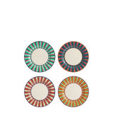 Set 4 piatti piani pop stripes melamina colori assortiti