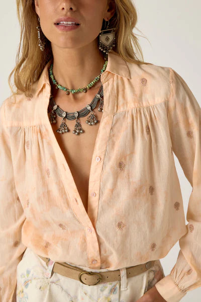 Camicia in mussola di cotone con ricami