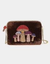 Borsa a tracolla in velluto a forma di fungo Olivia Dar