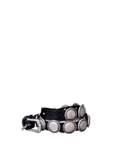 Cintura in pelle con borchie tonde