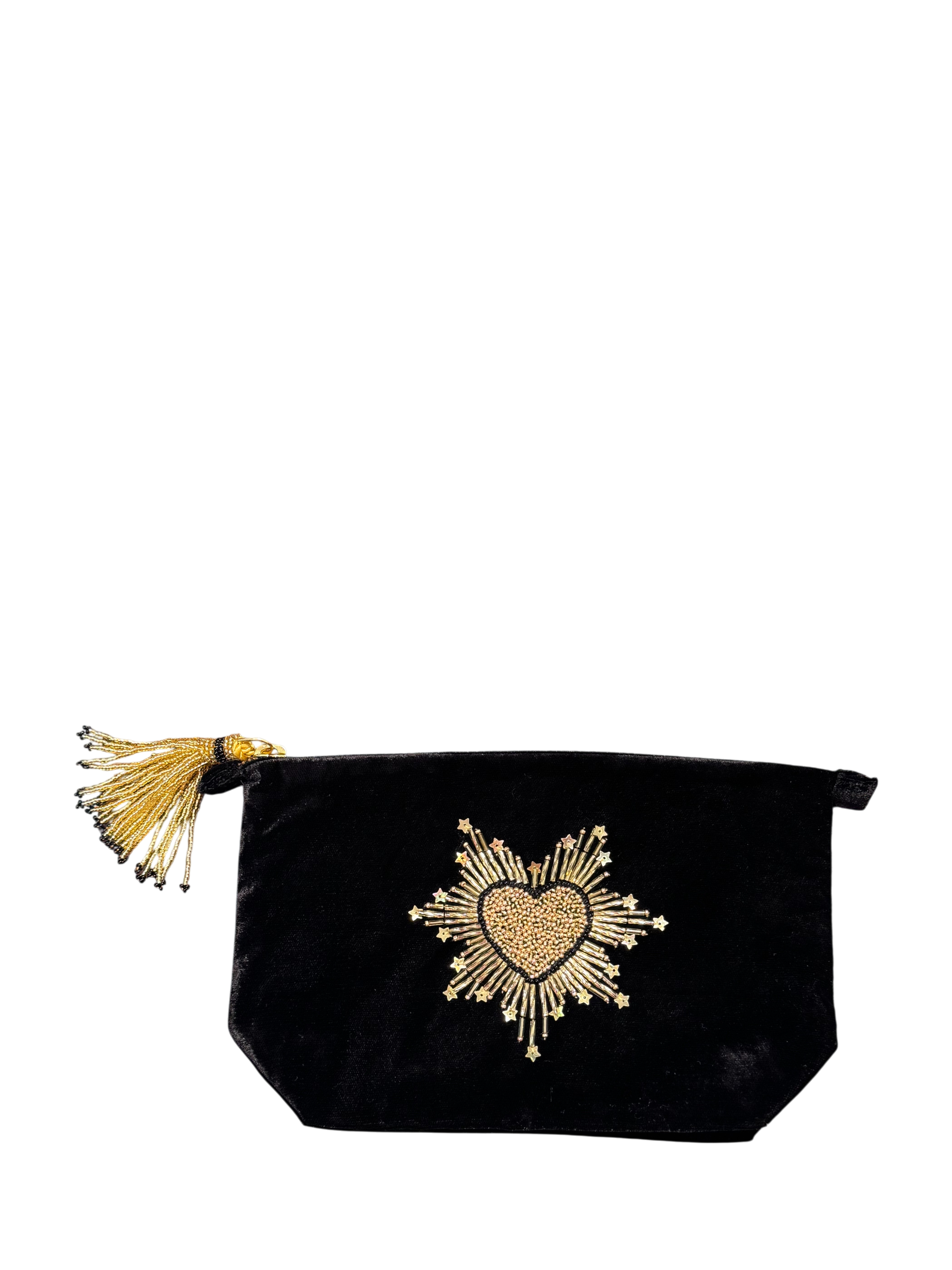 Pochette in velluto nero con cuore sacro Olivia Dar