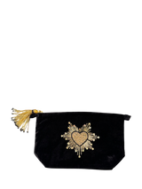 Pochette in velluto nero con cuore sacro Olivia Dar