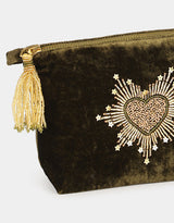 Pochette in velluto verde con cuore sacro Olivia Dar